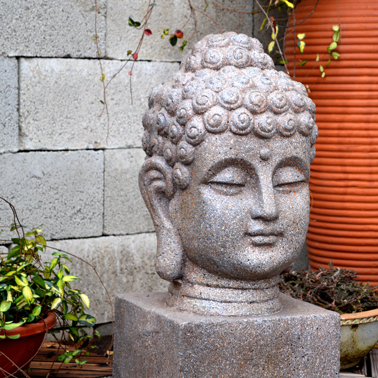 新中式仿风化岩石雕刻复古做旧东南亚大佛头佛像禅意摆件入户花园